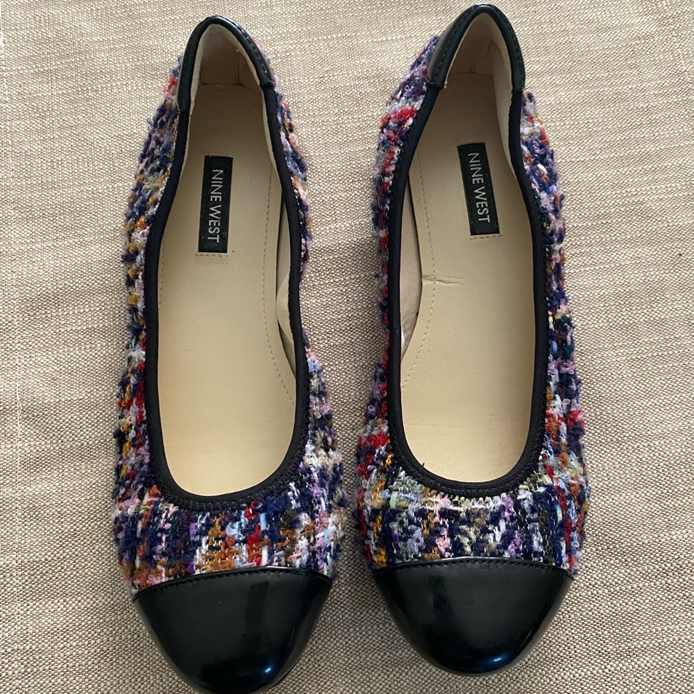 Nine West Multicolor Tweed Cap toe Ballet Flats